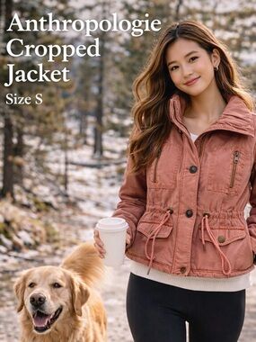 Anthropologie Cropped Utility Coat Dusty Rose Cotton Size S